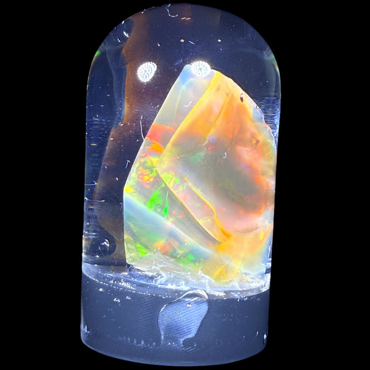 11.36 Gram Natural Ethiopian Welo Crystal Water Opal Specimen – Dominant Fiery Red, Neon Green & Golden Fire – Freeform Floating Crystal Opal – Collector Display Grade