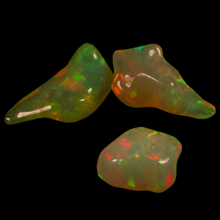 21.63 Ct AAA Quality Natural Ethiopian Welo Opal Nugget Parcel – Dominant Neon Green, Fiery Orange & Cherry Red Fire – Rolling Flash Pattern – AAA Collector Grade