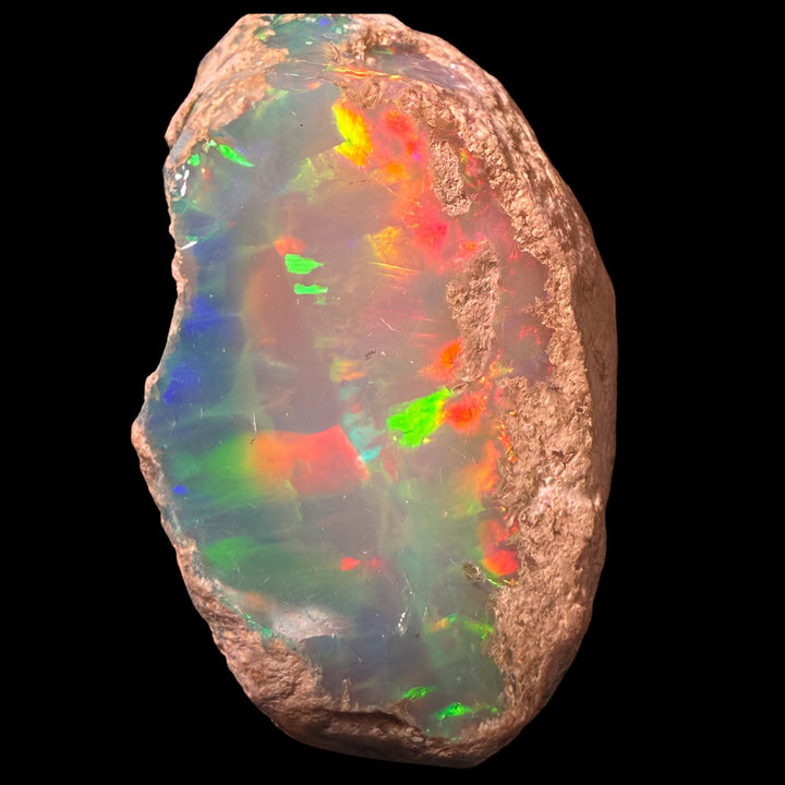 9.97 Gram AAA Quality Natural Ethiopian Welo Rough Opal Featuring Dominant Fiery Red, Neon Green & Electric Blue Play-of-Color | One-of-a-Kind