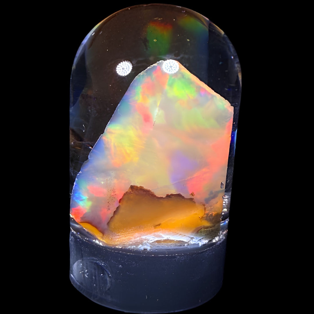 9.73 Gram Natural Ethiopian Welo Crystal Water Opal Specimen – Intense Rainbow Fire & Pastel Aurora Flash – Freeform Display Crystal – Collector Grade