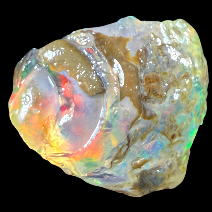 7.31 gr Natural Ethiopian Welo Water Opal – Dominant Fiery Red, Neon Green & Electric Blue Fire – Raw Water Opal – Collector Grade