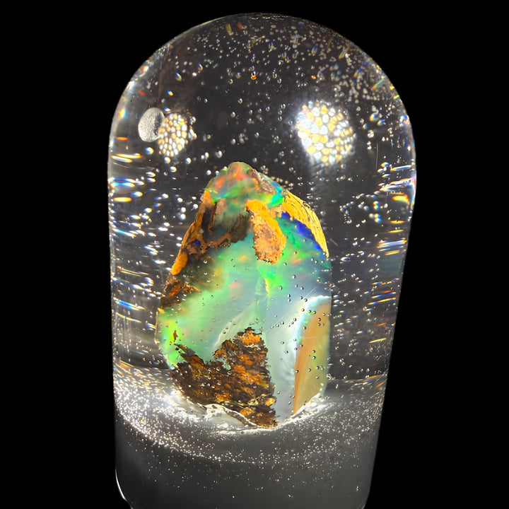 4.55 Gram Natural Ethiopian Welo Crystal Water Opal Specimen – Neon Green Aurora Fire, Electric Blue Veins & Earthy Matrix Contrast – Freeform Collector Crystal
