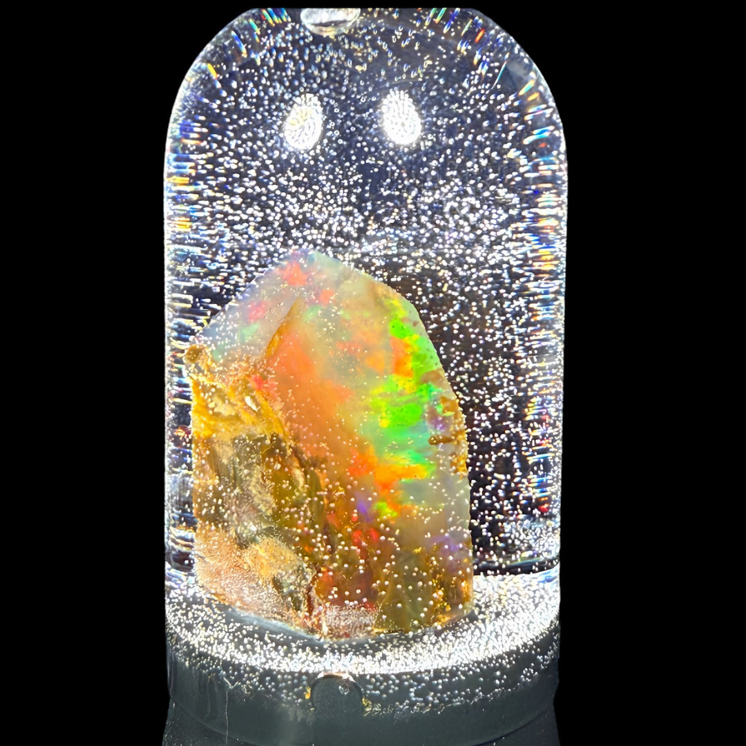 14.11 Gram Natural Ethiopian Welo Crystal Water Opal Specimen – Dominant Neon Green, Aqua Blue & Golden Honey Fire – Large Freeform Crystal Opal – Collector Display Grade