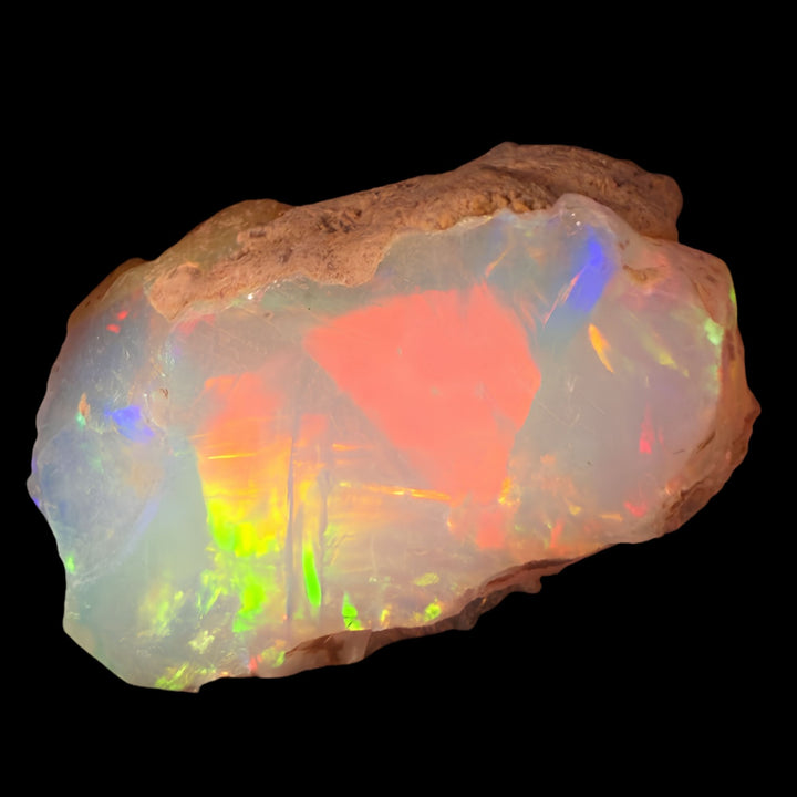 11.96 Gram AAA Quality Natural Ethiopian Welo Rough Opal Featuring Dominant Fiery Red, Neon Green & Electric Yellow Play-of-Color | One-of-a-Kind