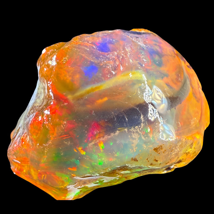 16.64 gr Natural Ethiopian Welo Water Opal – Dominant Electric Blue, Neon Green & Golden Honey Fire – Raw Water Opal – One-of-a-Kind Collector Grade