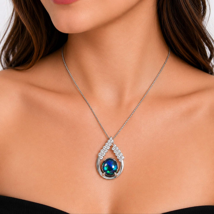1.5 Ct AAA Quality Natural Ethiopian Welo Opal Pendant – Dominant Electric Blue, Neon Green & Deep Aqua Fire | One-of-a-Kind