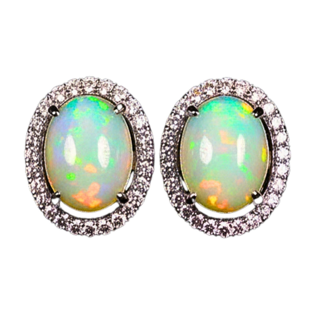 AAA Quality Natural Ethiopian Welo Opal Earrings – Dominant Neon Green, Fiery Orange & Soft Pink Fire | One-of-a-Kind