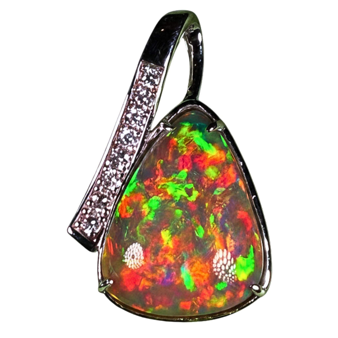 5 Ct AAA Quality Natural Ethiopian Welo Opal Pendant – Dominant Fiery Red, Neon Green & Electric Orange Fire | One-of-a-Kind