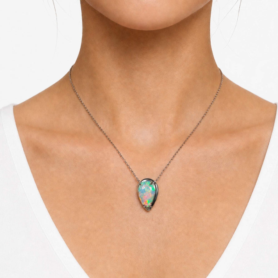 AAA Quality Natural Ethiopian Welo Opal Necklace – Dominant Neon Green, Fiery Orange & Electric Pink Fire | One-of-a-Kind