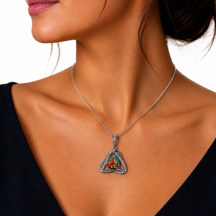 4 Ct AAA Quality Natural Ethiopian Welo Opal Pendant – Dominant Fiery Red, Neon Green & Electric Blue Fire | One-of-a-Kind