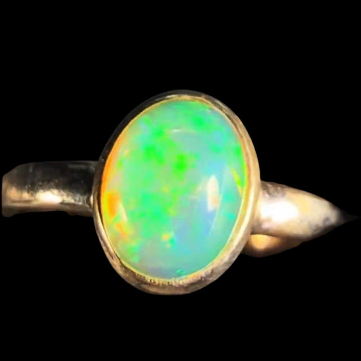 Natural Ethiopian Welo Opal Ring – Neon Green & Electric Blue Fire | Vibrant Crystal Opal Ring