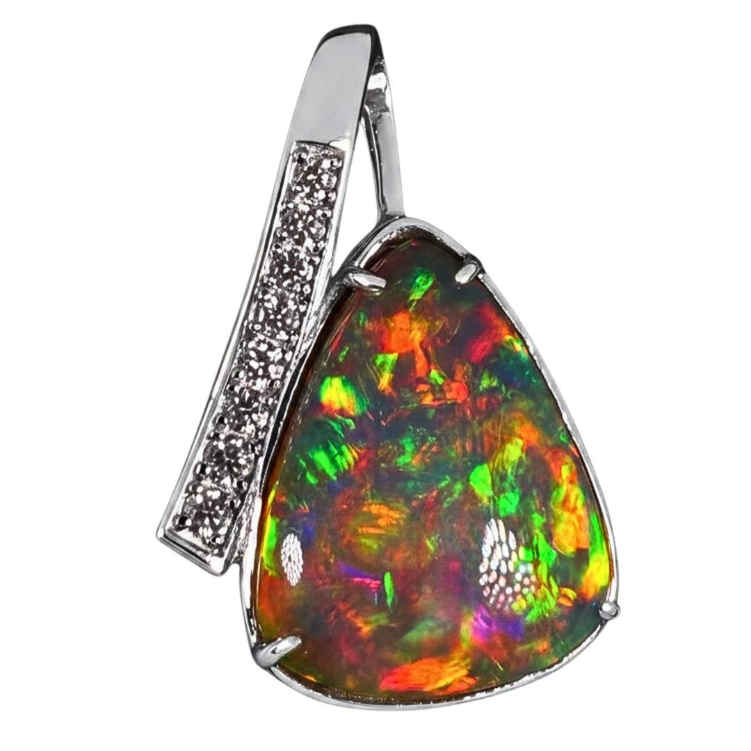 5 Ct AAA Quality Natural Ethiopian Welo Opal Pendant – Dominant Fiery Red, Neon Green & Electric Orange Fire | One-of-a-Kind