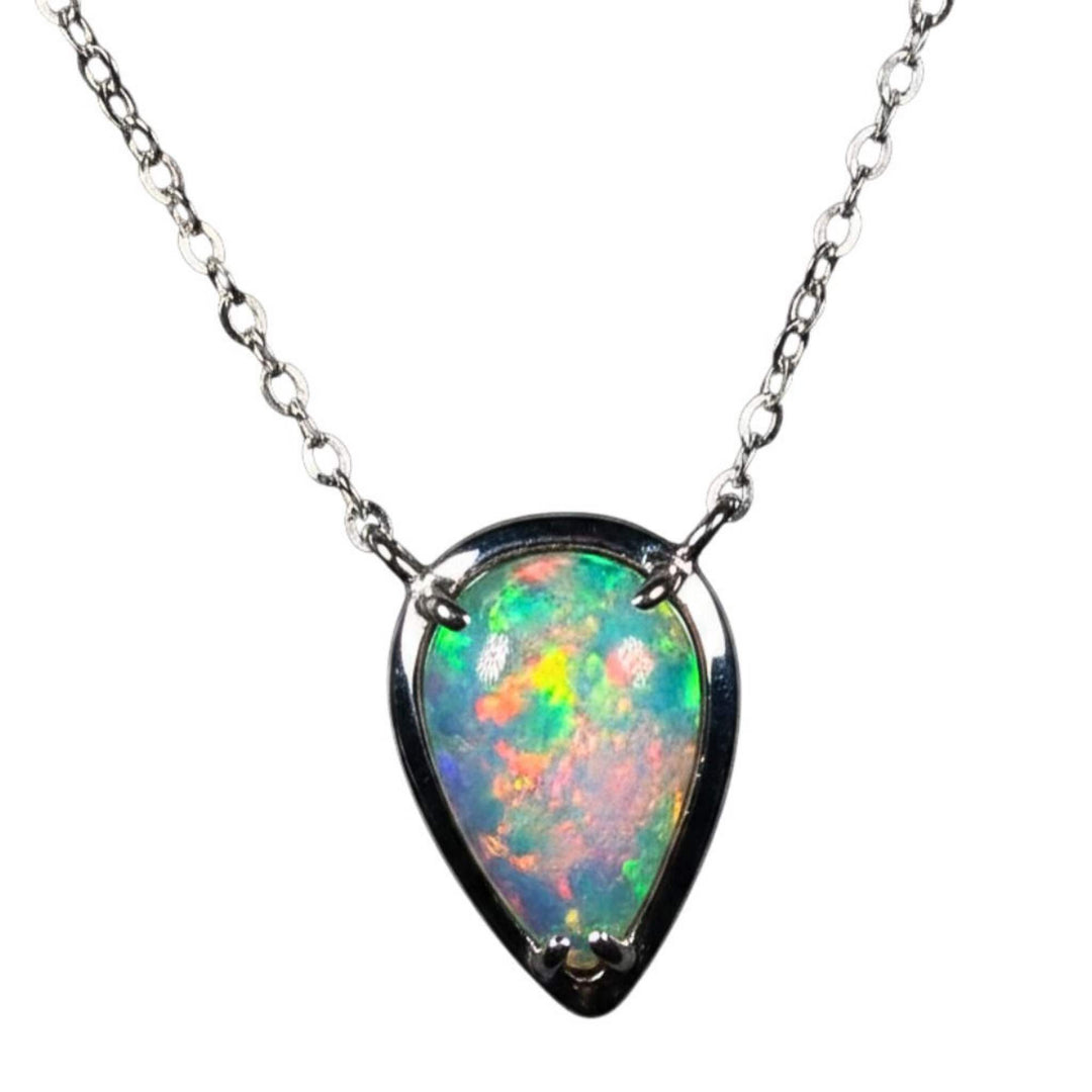 AAA Quality Natural Ethiopian Welo Opal Necklace – Dominant Neon Green, Fiery Orange & Electric Pink Fire | One-of-a-Kind
