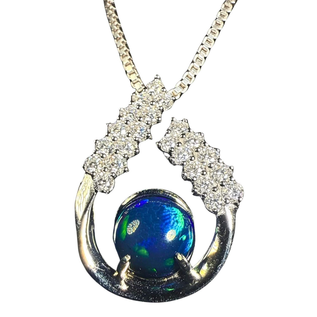 1.5 Ct AAA Quality Natural Ethiopian Welo Opal Pendant – Dominant Electric Blue, Neon Green & Deep Aqua Fire | One-of-a-Kind
