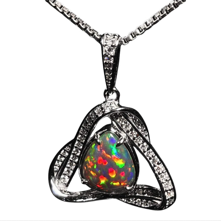 4 Ct AAA Quality Natural Ethiopian Welo Opal Pendant – Dominant Fiery Red, Neon Green & Electric Blue Fire | One-of-a-Kind