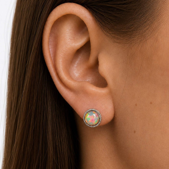AAA Quality Natural Ethiopian Welo Opal Earrings – Dominant Neon Green, Fiery Orange & Electric Blue Fire | One-of-a-Kind