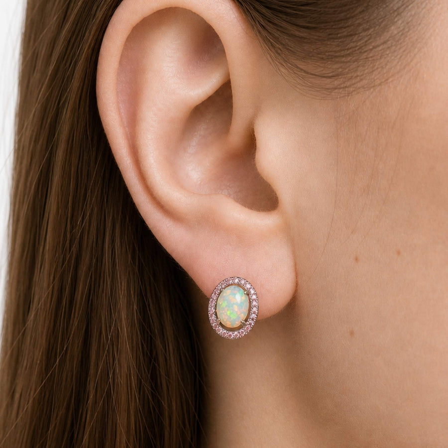 AAA Quality Natural Ethiopian Welo Opal Earrings – Dominant Neon Green, Fiery Orange & Soft Pink Fire | One-of-a-Kind