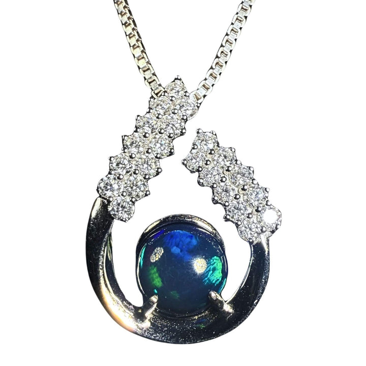 1.5 Ct AAA Quality Natural Ethiopian Welo Opal Pendant – Dominant Electric Blue, Neon Green & Deep Aqua Fire | One-of-a-Kind
