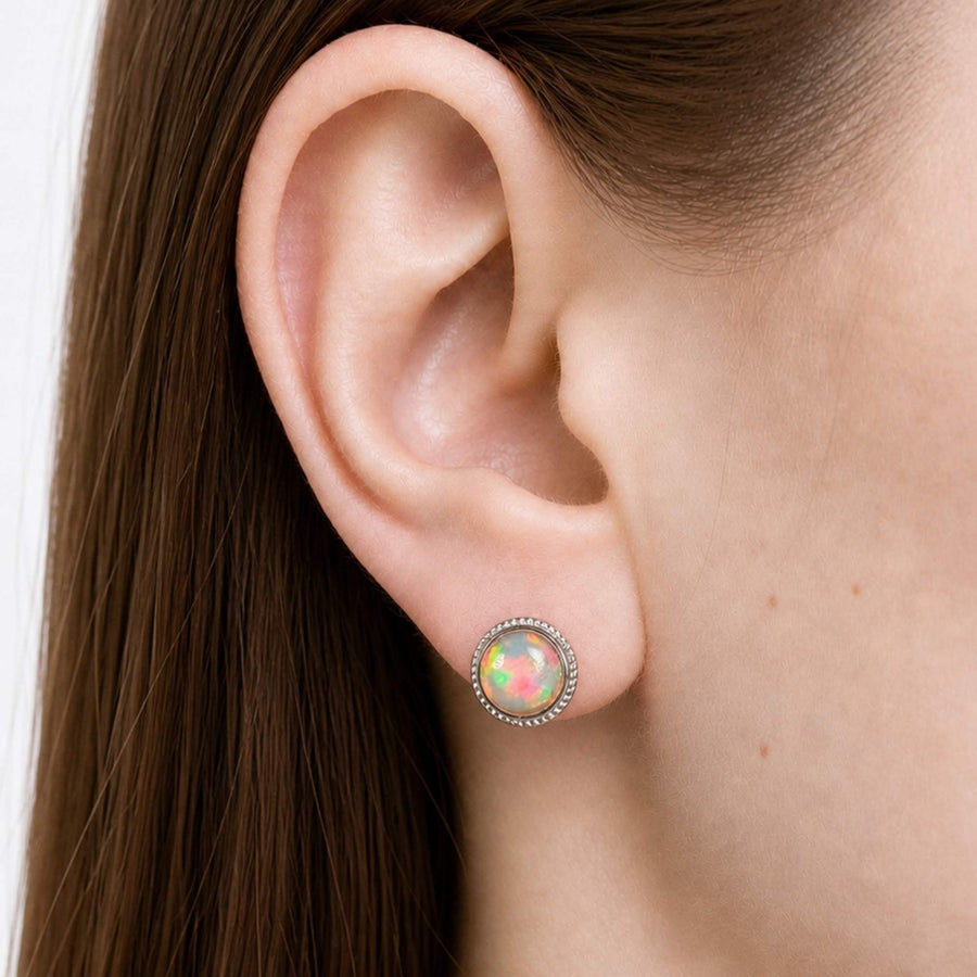 AAA Quality Natural Ethiopian Welo Opal Earrings – Dominant Neon Green, Fiery Orange & Electric Blue Fire | One-of-a-Kind