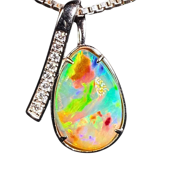7 Ct AAA Quality Natural Ethiopian Welo Opal Pendant – Dominant Neon Green, Fiery Orange & Electric Blue Fire | One-of-a-Kind