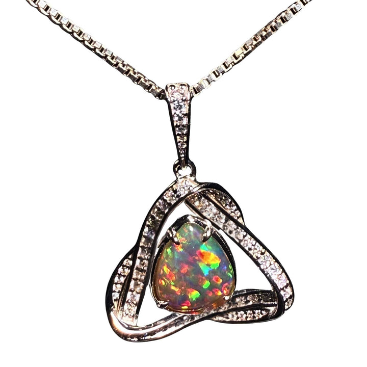 4 Ct AAA Quality Natural Ethiopian Welo Opal Pendant – Dominant Fiery Red, Neon Green & Electric Blue Fire | One-of-a-Kind