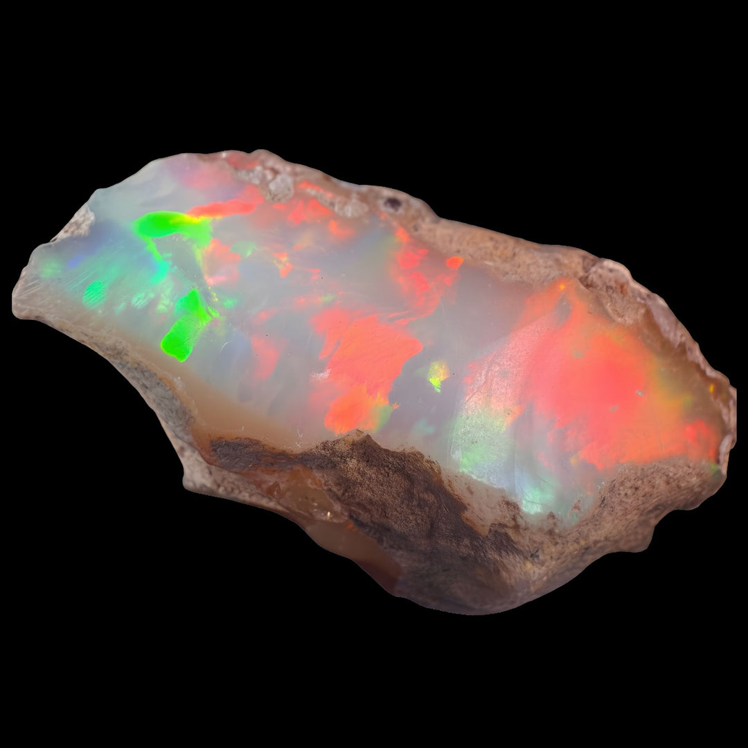 19.41 Gram AAA Quality Natural Ethiopian Welo Rough Opal Featuring Dominant Fiery Red, Neon Green & Bright Orange Play-of-Color | One-of-a-Kind