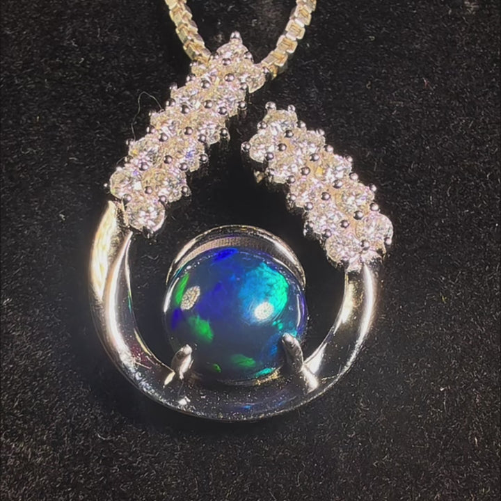 1.5 Ct AAA Quality Natural Ethiopian Welo Opal Pendant – Dominant Electric Blue, Neon Green & Deep Aqua Fire | One-of-a-Kind