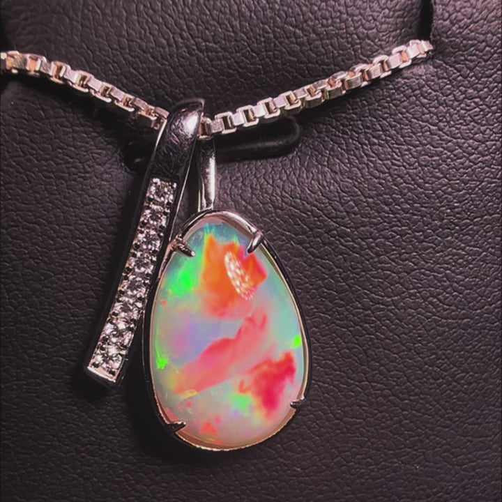 7 Ct AAA Quality Natural Ethiopian Welo Opal Pendant – Dominant Neon Green, Fiery Orange & Electric Blue Fire | One-of-a-Kind