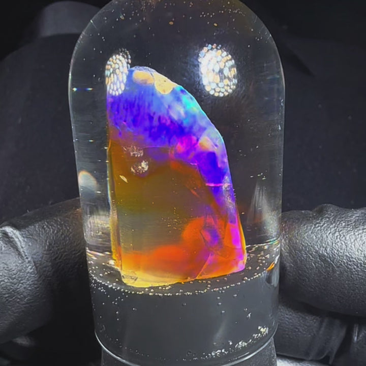 7.66 Gram Natural Ethiopian Welo Crystal Water Opal Specimen – Electric Blue-Violet Fire, Neon Green Flash & Golden Honey Glow – Premium Freeform Crystal