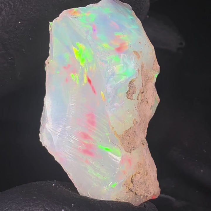 7.94 Gram AAA Quality Natural Ethiopian Welo Rough Opal Featuring Dominant Fiery Red, Neon Green & Golden Yellow Play-of-Color | One-of-a-Kind
